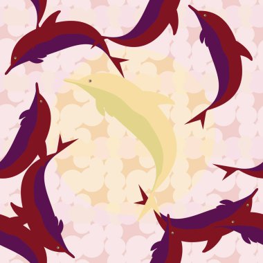 Yunuslar su altında çizim arka planı için bir sürü ile sorunsuz doku