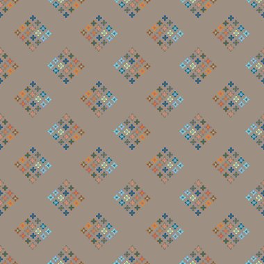 Çiçekler, vektör çizim ile çok renkli geometrik seamless modeli 