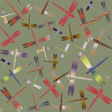 Dekoratif renkli seamless modeli ile şirin yusufçuk