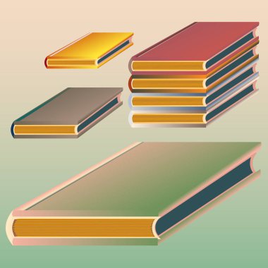 Renkli kitap yığını. Vektör çizim