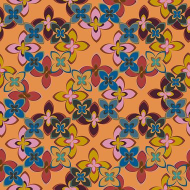 Çiçekler, vektör çizim ile çok renkli geometrik seamless modeli 