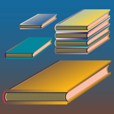 Renkli kitap yığını. Vektör çizim