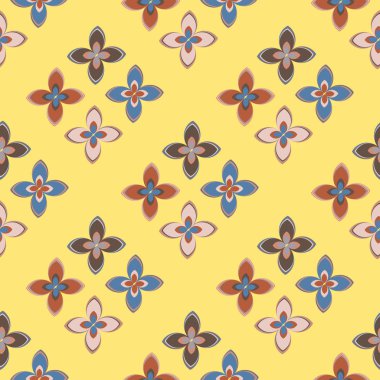 Çiçekler, vektör çizim ile çok renkli geometrik seamless modeli 