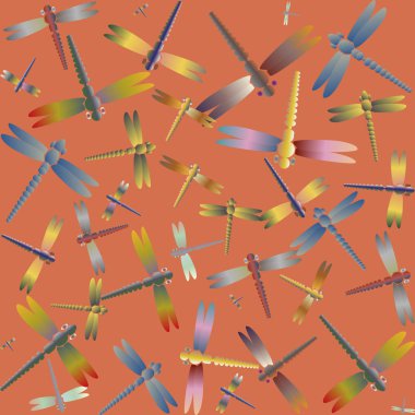 Dekoratif renkli seamless modeli ile şirin yusufçuk