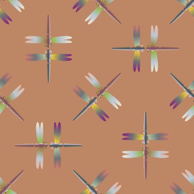 Dekoratif renkli seamless modeli ile şirin yusufçuk