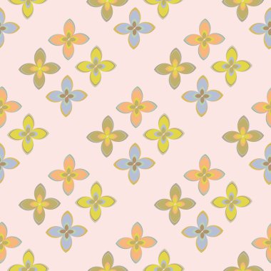 Çiçekler, vektör çizim ile çok renkli geometrik seamless modeli 