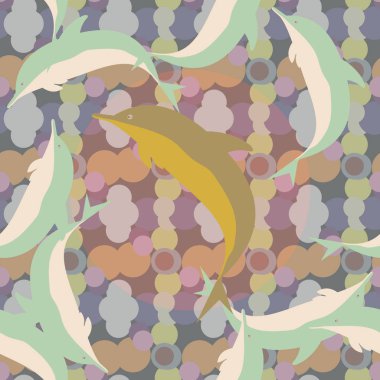 Yunuslar su altında çizim arka planı için bir sürü ile sorunsuz doku