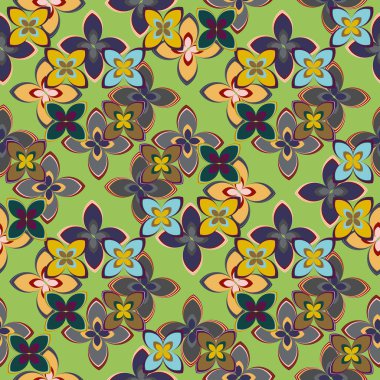 Çiçekler, vektör çizim ile çok renkli geometrik seamless modeli 