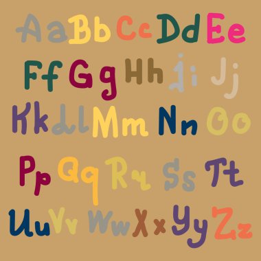 Elle çizilmiş alfabe. Boyalı harfleri fırça. El yazı ve özel tipografi tasarımları logo ve afiş, davetiye ve kartları için