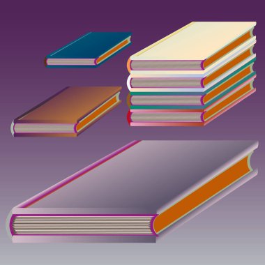 Renkli kitap yığını. Vektör çizim