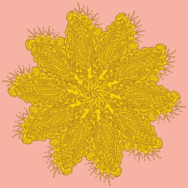 Basit renkli soyut mandala. Parlak dairesel süsleme basit şekiller oluşur. 