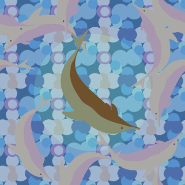 Yunuslar su altında çizim arka planı için bir sürü ile sorunsuz doku