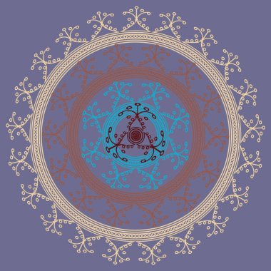 Basit renkli soyut mandala. Parlak dairesel süsleme basit şekiller oluşur. 