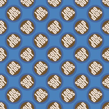 Satılan dışarı Dikişsiz desen metinle. Pop sanat tasarım ve renk doku ile yuvarlak başlık içinde alt yazı. Bir arka plan üzerinde etiket.