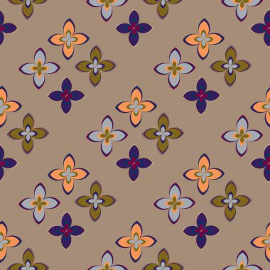 Çiçekler, vektör çizim ile çok renkli geometrik seamless modeli 