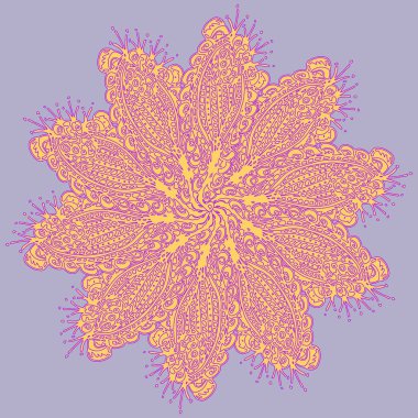 Basit renkli soyut mandala. Parlak dairesel süsleme basit şekiller oluşur. 