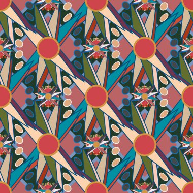 Çiçekler, vektör çizim ile çok renkli geometrik seamless modeli 