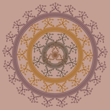 Basit renkli soyut mandala. Parlak dairesel süsleme basit şekiller oluşur. 