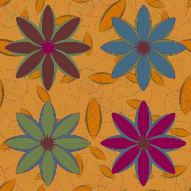 Çiçekler, vektör çizim ile çok renkli geometrik seamless modeli 