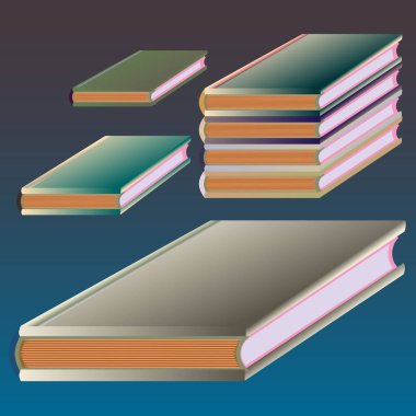 Renkli kitap yığını. Vektör çizim