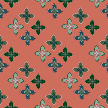 Çiçekler, vektör çizim ile çok renkli geometrik seamless modeli 