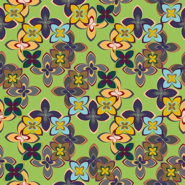 Çiçekler, vektör çizim ile çok renkli geometrik seamless modeli 