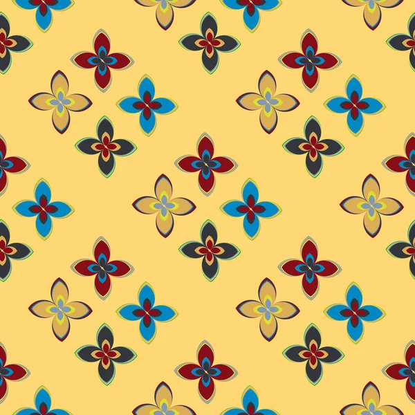 Çiçekler, vektör çizim ile çok renkli geometrik seamless modeli 