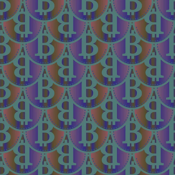 Nahtloses Muster Mit Glänzend Leuchtenden Teuren Bitcoin Münzen — Stockvektor