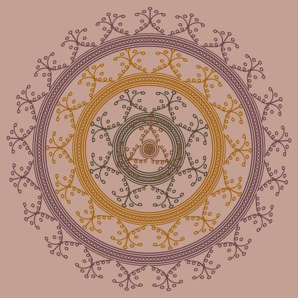 Basit renkli soyut mandala. Parlak dairesel süsleme basit şekiller oluşur. 