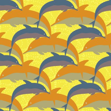 Yunuslar su altında çizim arka planı için bir sürü ile sorunsuz doku