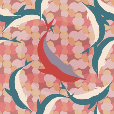 Yunuslar su altında çizim arka planı için bir sürü ile sorunsuz doku