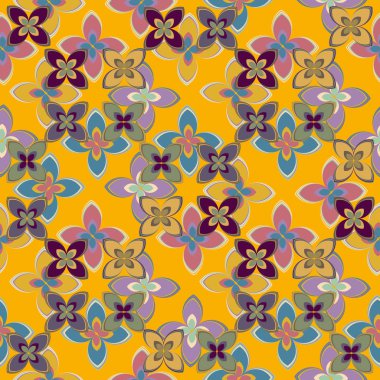 Çiçekler, vektör çizim ile çok renkli geometrik seamless modeli 