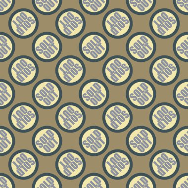 Satılan dışarı Dikişsiz desen metinle. Pop sanat tasarım ve renk doku ile yuvarlak başlık içinde alt yazı. Bir arka plan üzerinde etiket.