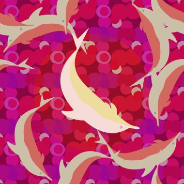 Yunuslar su altında çizim arka planı için bir sürü ile sorunsuz doku