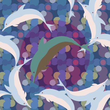 Yunuslar su altında çizim arka planı için bir sürü ile sorunsuz doku