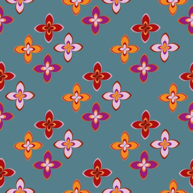 Çiçekler, vektör çizim ile çok renkli geometrik seamless modeli 