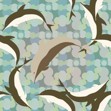 Yunuslar su altında çizim arka planı için bir sürü ile sorunsuz doku