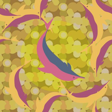 Yunuslar su altında çizim arka planı için bir sürü ile sorunsuz doku