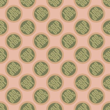 Satılan dışarı Dikişsiz desen metinle. Pop sanat tasarım ve renk doku ile yuvarlak başlık içinde alt yazı. Bir arka plan üzerinde etiket.