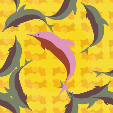 Yunuslar su altında çizim arka planı için bir sürü ile sorunsuz doku