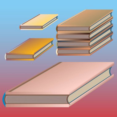 Renkli kitap yığını. Vektör çizim