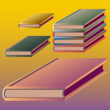 Renkli kitap yığını. Vektör çizim