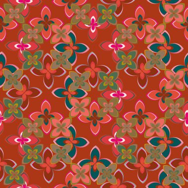 Çiçekler, vektör çizim ile çok renkli geometrik seamless modeli 