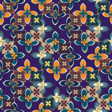 Çiçekler, vektör çizim ile çok renkli geometrik seamless modeli 