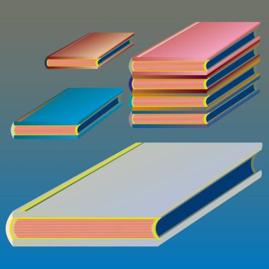 Renkli kitap yığını. Vektör çizim