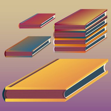 Renkli kitap yığını. Vektör çizim