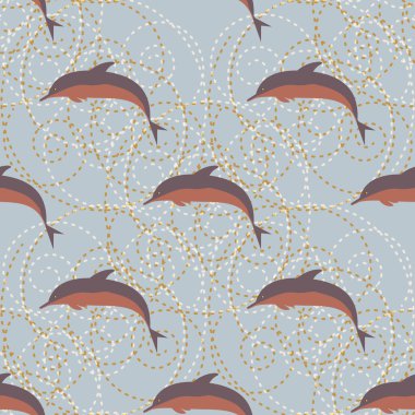 Yunuslar su altında çizim arka planı için bir sürü ile sorunsuz doku