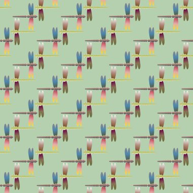 Dekoratif renkli seamless modeli ile şirin yusufçuk