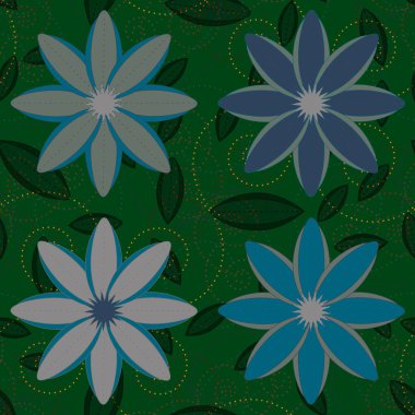 Çiçekler, vektör çizim ile çok renkli geometrik seamless modeli 