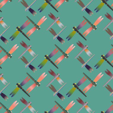 Dekoratif renkli seamless modeli ile şirin yusufçuk